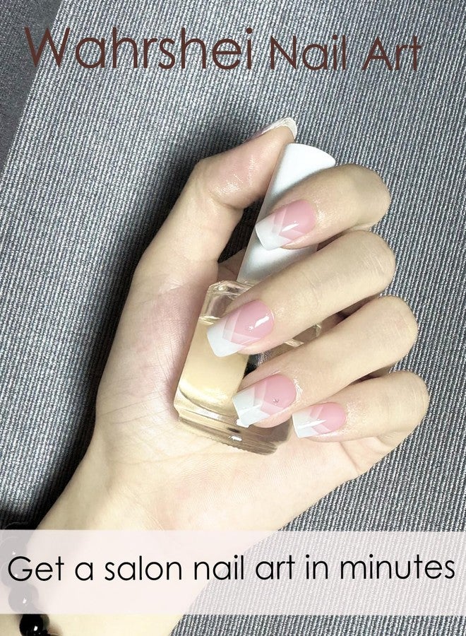 Wahrshei Semi Cured Gel Nail Strips, 20pcs French Gradient Gel Nail Stickers Work with UV, Easy to Use and Remove - Image 5